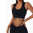 thumbnail image 1 of Mujeres deportes sujetador túnica solapa yoga sujetador belleza espalda a prueba de golpes fitness entrenamiento sujetador negro M, 1 of 8