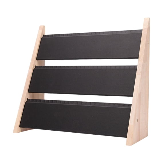 Segolike Necklace Display Holder Bracelet Storage Three Tier Display Shelf Rack Jewelry Organizer Stand for Showroom Showcase Counter Shop Retail Stores Black PU Leather