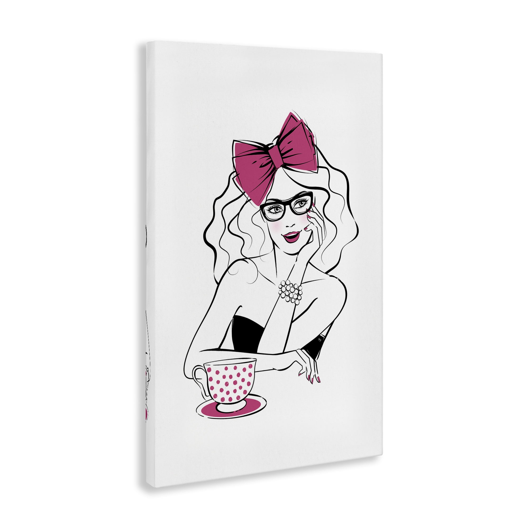 Stupell Industries Glam Tea Party Novelty Painting Gallery Wrapped Canvas Art Print Wall Art, 24 x 36