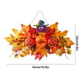 thumbnail image 2 of LmnLft Fall Maple Leaf Swag with Lights, 17x10 Inch Lighted Pumpkin Teardrop Swag with Berries and Flowers for Front Door, 2 of 5