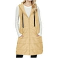 thumbnail image 5 of Long Puffer Vest Jackets Womens Hooded Mid-length Warm Lightweight Zip-up Cotton Puffy Down Coat Winter Outwear (S, Yellow A), 5 of 7