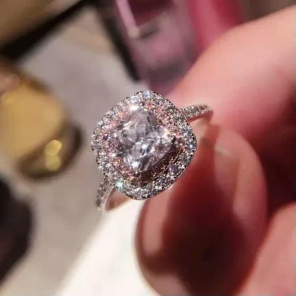 3ct Square Women's Pink&White Wedding AAA CZ 925 Silver Engagement Ring Sz 4-9.5
