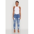 thumbnail image 2 of Womens WAX Ripped Rolled Cuff Skinny Jeans, 2 of 5