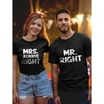 thumbnail image 4 of Mr Right Mrs Always Right Husband & Wife Funny Matching Couple T-shirt Set MR Heather Dark Gray XX-Large / Mrs Pink XX-Large, 4 of 4