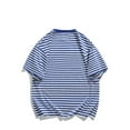 thumbnail image 3 of AHTJRT Men's Casual Short Sleeve Striped T Shirt Soft Relaxed Fit Trendy Stripe Pattern Versatile Any Occasion Blouse Blue 3XL, 3 of 3