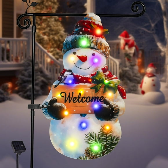 Bandera de Navidad para jardín, con iluminación solar, amadecohome, 56 x 33 cm, 8 modos