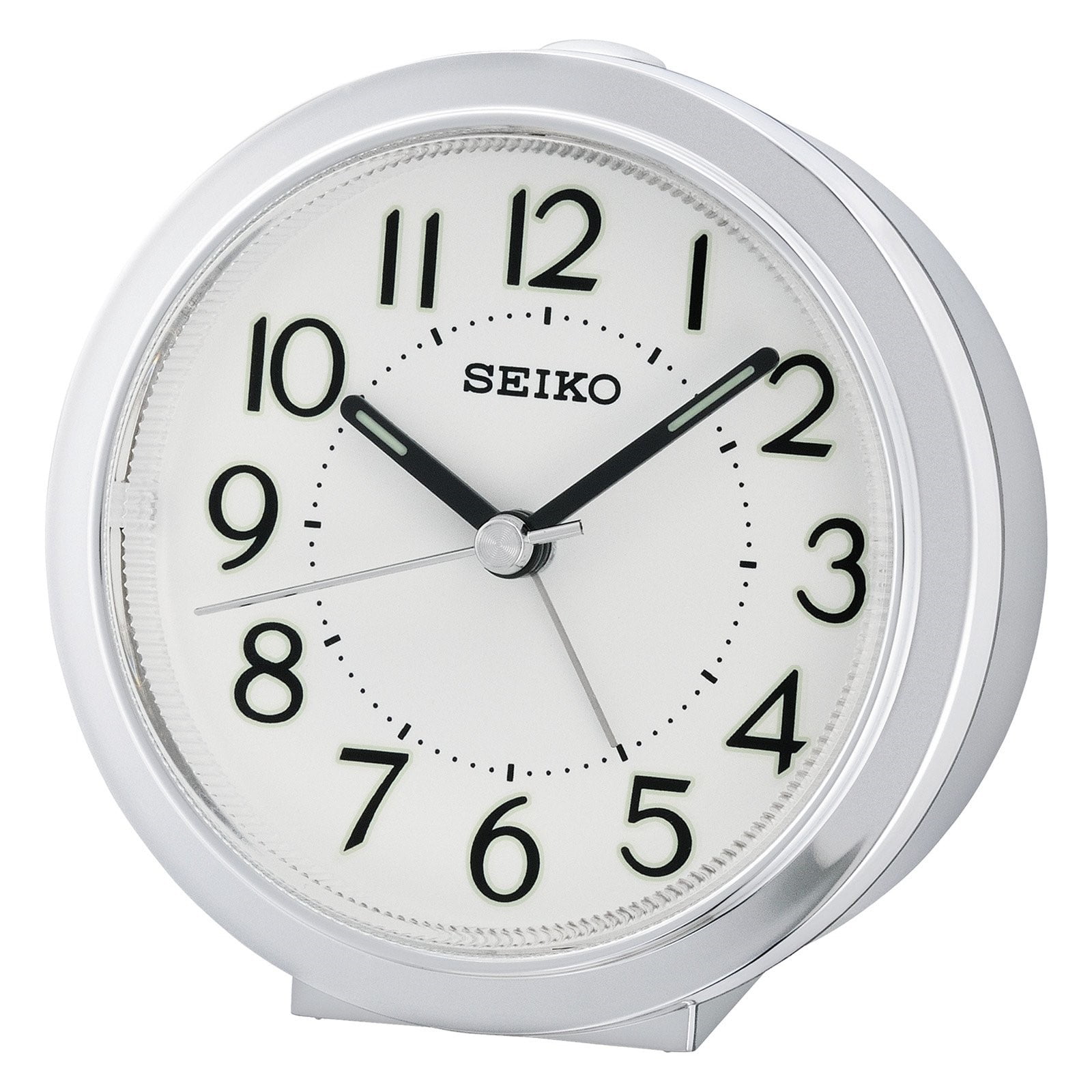 Seiko Illuminated Round Bedside Alarm Clock, Analog, Quartz QHE146SLH -  