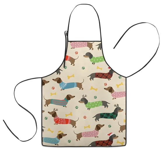 Colorful Funny Dachshund Kids Aprons for Girls and Boys,Adjustable Neck Strap Toddler Aprons for Kids Cooking Baking