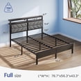 thumbnail image 4 of Greenstell Full LED Bed Frame with Headboard Storage - Charging Station, Dark Grey, 4 of 6