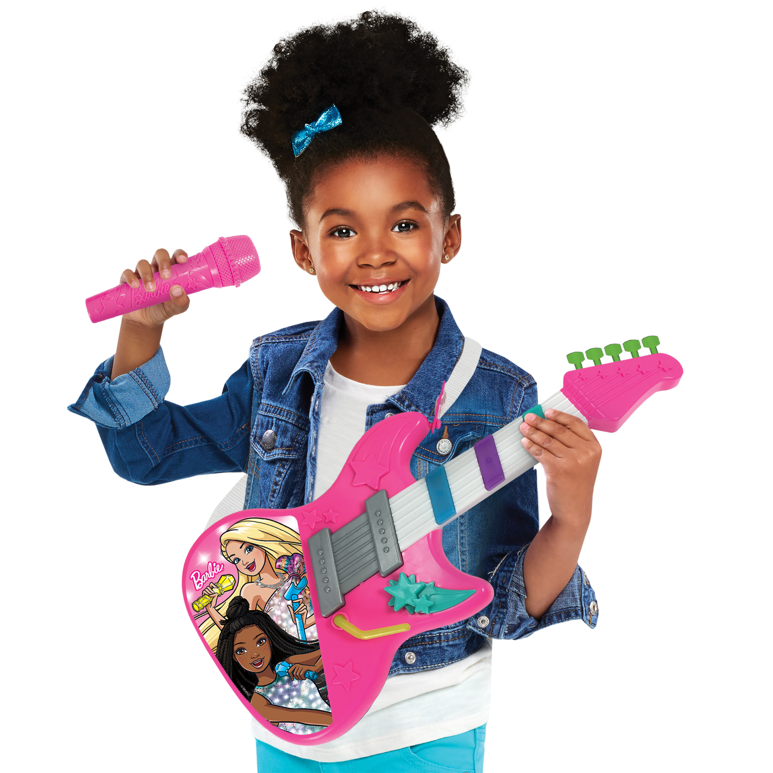 Barbie Rock Star Guitar, Interactive Electronic Toy Guitar with Lights, Sounds, and Microphone,  Kids Toys for Ages 3 Up, Gifts and Presents - image 3 of 11