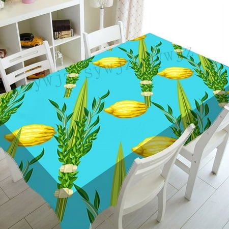 

Jewish Sukkot Tablecloth Party ration Rectangular Tablecloth Date Palm Print Collection Holiday Stain Resistant Tablecloth