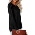thumbnail image 3 of Camiseta holgada, de color liso y cuello redondo suave para primavera, otoño e invierno. Top informal de manga larga para mujer, color negro, talla XL, 3 of 6