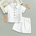 thumbnail image 2 of TOWED22 Toddler Boy Summer Clothes Baby Striped T-Shirt Tops+Solid Shorts 2PCS Outfits Set(White,3-4 Y), 2 of 7