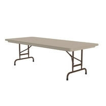 Correll 22-32"H Adjustable H-D Plastic Blow-Molded Folding Table in Mocha Brown