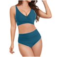 thumbnail image 2 of Linfrsh Women's High Waisted Bikini Sets Bathing Suit for Women Tummy Control Two Piece Swim Suit 2025 Swimsuit Blue,L, 2 of 7
