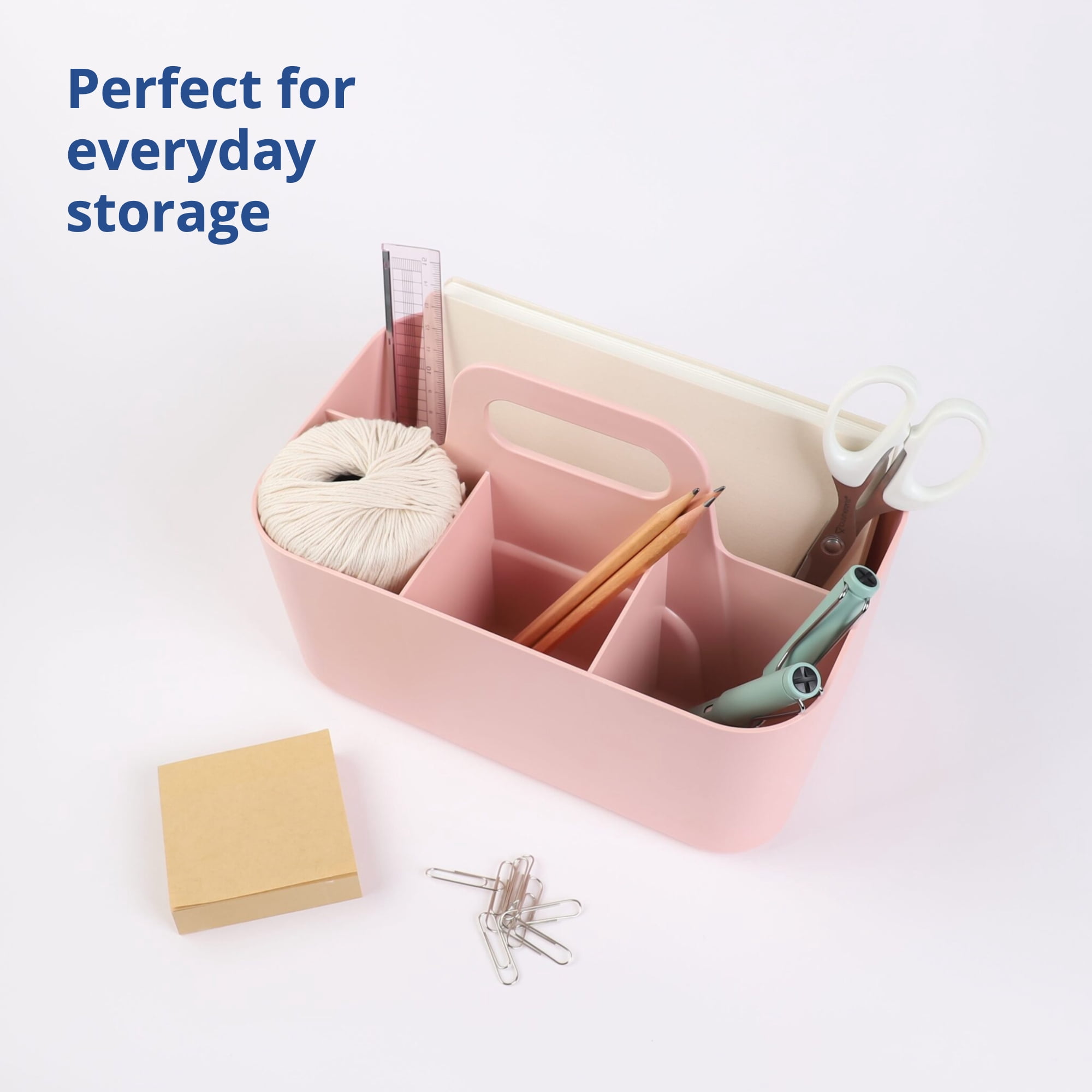 BLUE GINKGO Plastic Storage Caddy Organizer | Multipurpose, Portable, Stackable | (Rectangle) Pink