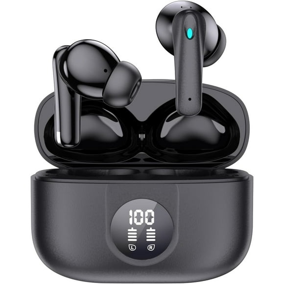 Verdaderos Auriculares Inalámbricos con Cancelación Activa de Ruido Bluetooth 5.3 TWS con 4 Micros ENC, Estuche de Carga con Indicación de Nivel de Batería, Baja Latencia, Tiempo de Reproducción de 30 Horas