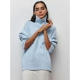 thumbnail image 5 of Women'S High Neck Sweaters Loose Fit Fall Winter Pullover Jumper Tops Light Blue L, 5 of 8