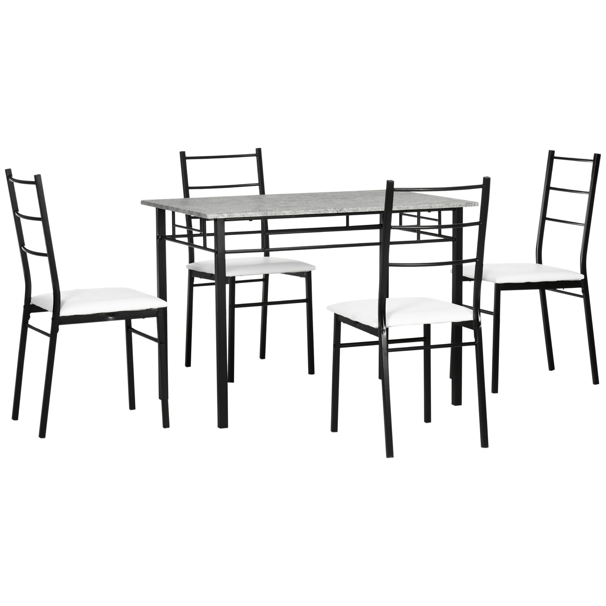 Kitchen Table and Chairs for 4, Modern Dining Table Set with Padded Sponge Cushion Chairs