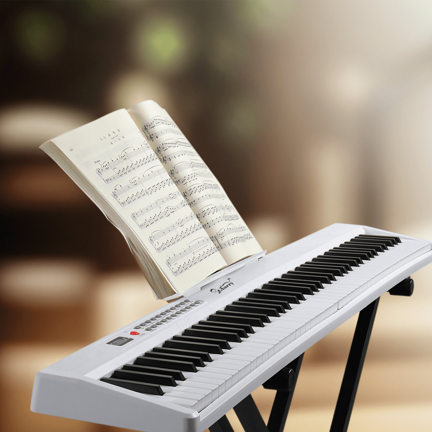 Hassch 88 Key Foldable Electronic Piano, Semi-Weighted Keyboard with Bag and Headphone, Pedal and MIDI Bluetooth, White