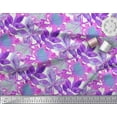 thumbnail image 2 of Soimoi Purple Velvet Fabric Autumn Leaves Print Fabric by the Yard 58 Inch Wide, 2 of 3