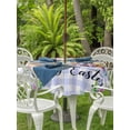thumbnail image 2 of Easter Outdoor Tablecloth - 60 Inch Round Dining Table Cover, Watercolor Gnomes Eggs Daisy Flower Light Purple Plaid Waterproof Outdoor Table Cloth with Umbrella Hole & Zipper for Picnic/Patio/Party, 2 of 7