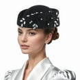 thumbnail image 2 of Retro British Fascinator Hat for Women Church Tea Party Felt Beret with Flowers, 2 of 2