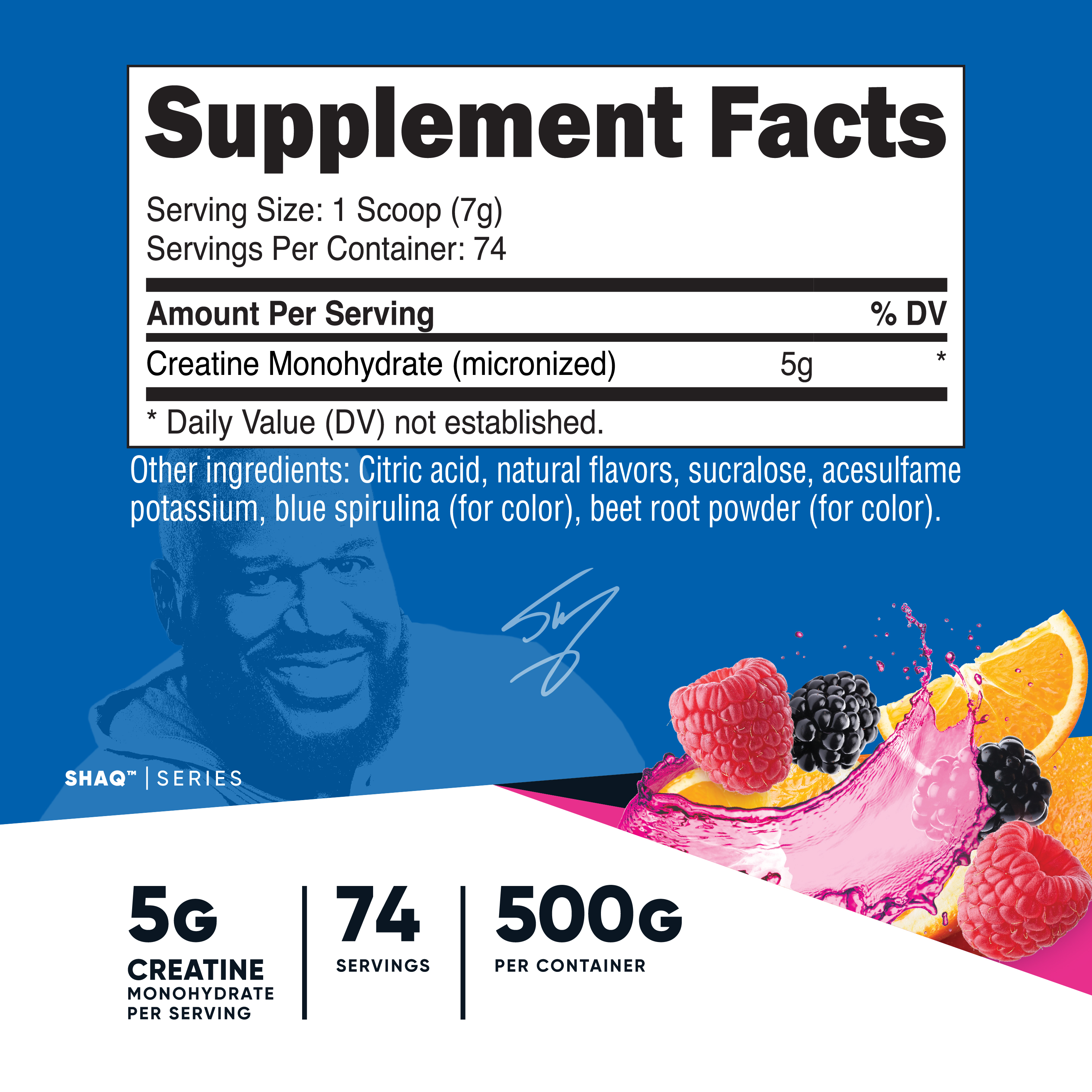 Nutricost Creatine Monohydrate Powder (Shaq's Berry Blast, 500 Gram) - Micronized Creatine Supplement, Vegan, GMO-Free, Gluten-Free, 74 Servings