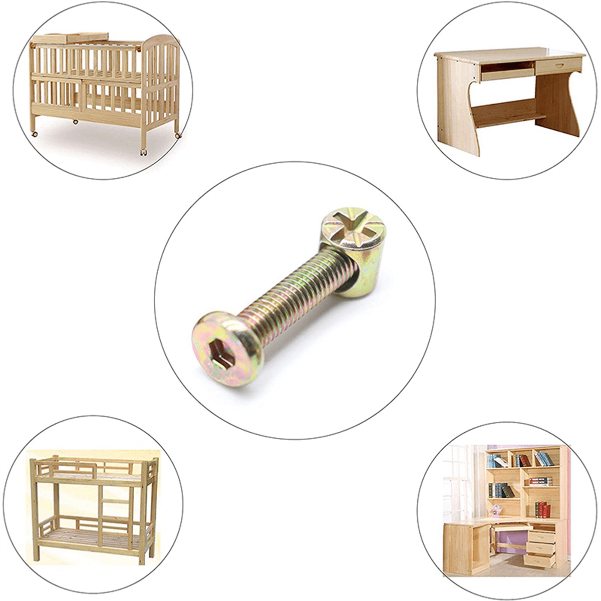 Baby Bed Screws Bolts Kit Hex Drive Socket Cap Bolts Barrel Nuts Assortment Kit for Crib Chairs M6 200Pcs Walmart