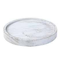 ACDANC Wooden Candle Plate Holder Tray - Rustic Round Decorative Tray, Farmhouse Table Centerpiece, Whitewash Wood for Tealight & Pillar Candles