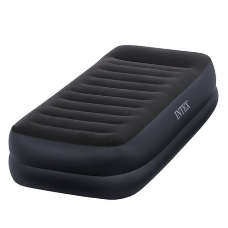 Intex Dura-Beam Series Pillow Rest Raised Airbed with Fiber-Tech Construction and Built-In Pump, Twin, Bed Height