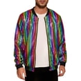 thumbnail image 1 of Chaquetas Varsity Holográficas INSPIRE CHIC para hombres, chaquetas bomber metálicas brillantes de cierre completo para fiestas, XL multicolor, 1 of 6