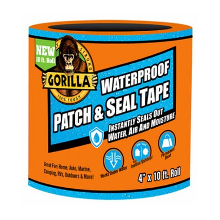 New Gorilla Glue 4612502 Patch and Seal Tape, 10 Ft L, 4 in W, Black,Each