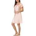 thumbnail image 4 of Unique Bargains Women's Pajama Dress Satin Sleepwear Nightshirt Soft Lounge Nightgowns, 4 of 5