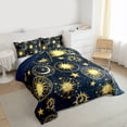thumbnail image 3 of Manfei Boho Sun Full Size Comforter Sets,bohemian Exotic Style Bedding Comforter Set,Gold Stars Print Bedding Sets For Men Women,Breathable Home Decor Reversible,3 Pieces, 3 of 8
