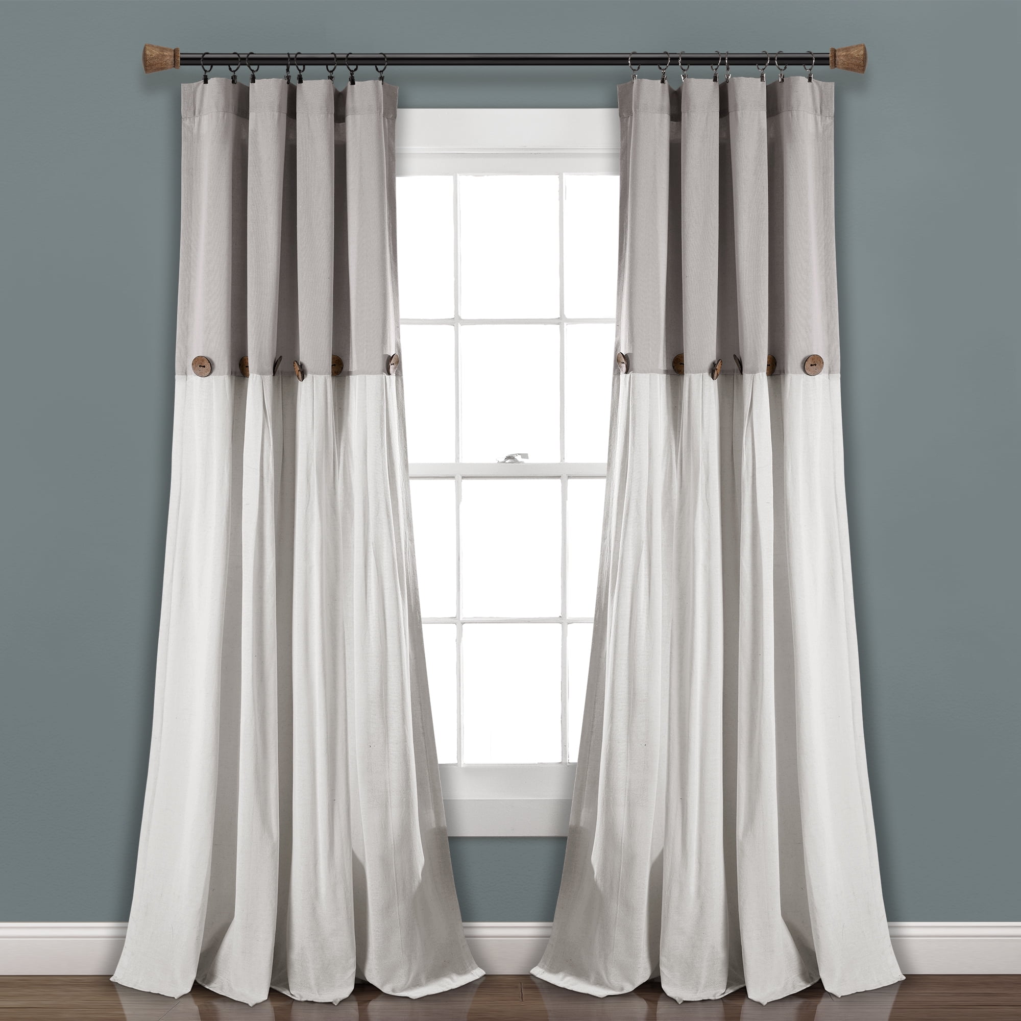 2 Tiers Linen 3 Pc Window Curtain Set: Accent border 1 Valance Linen Blend 