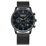 POEDAGAR Men Watch Sport Chronograph Waterproof Luminous Date Wristwatch Fashion Ultra Thin Mesh Belt Men's Watches