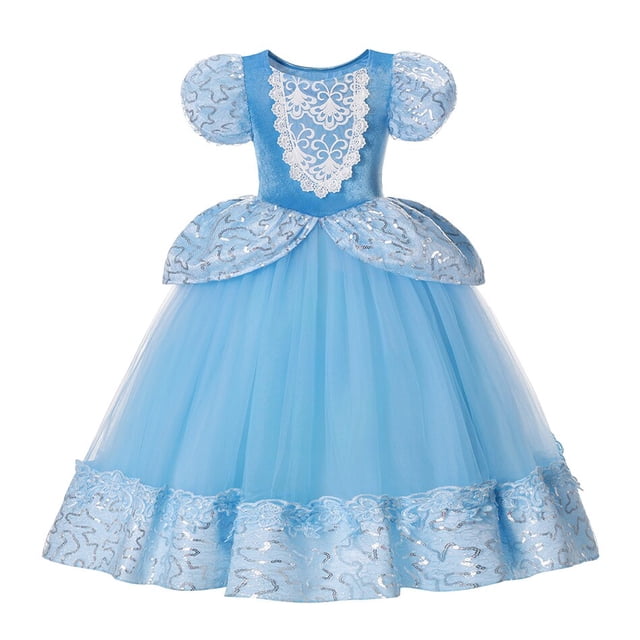 Vestido de princesa Blancanieves de Disney para niñas, disfraz de Cosplay, Rapunzel, Bella, Cenicienta, fiesta de cumpleaños de Halloween, ropa para niños 4T (etiqueta 120) Gao Jinjia LED