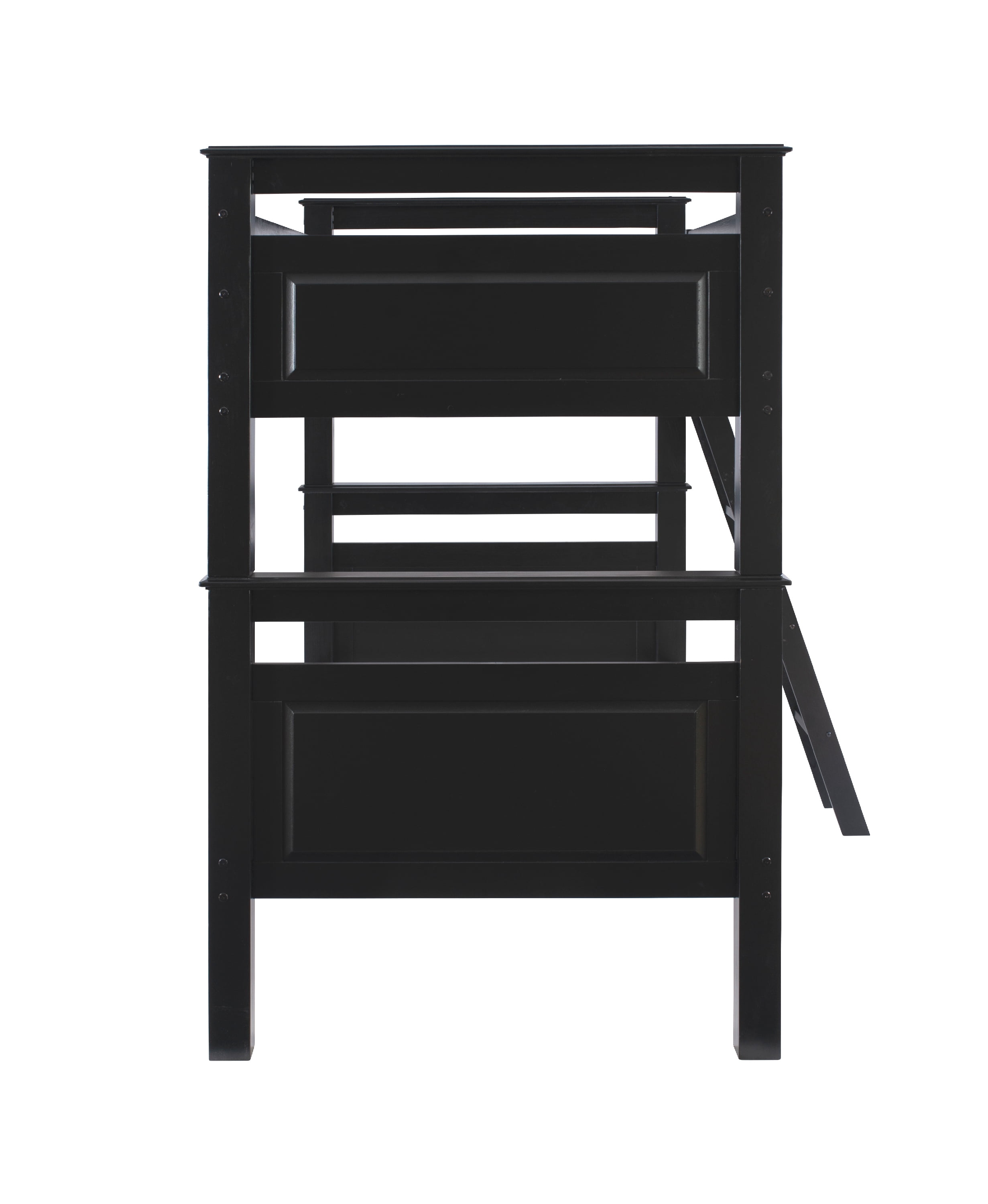 Powell Kiggins Kid's Twin over Twin Convertible Bunk Bed with Built-In Ladder, Black