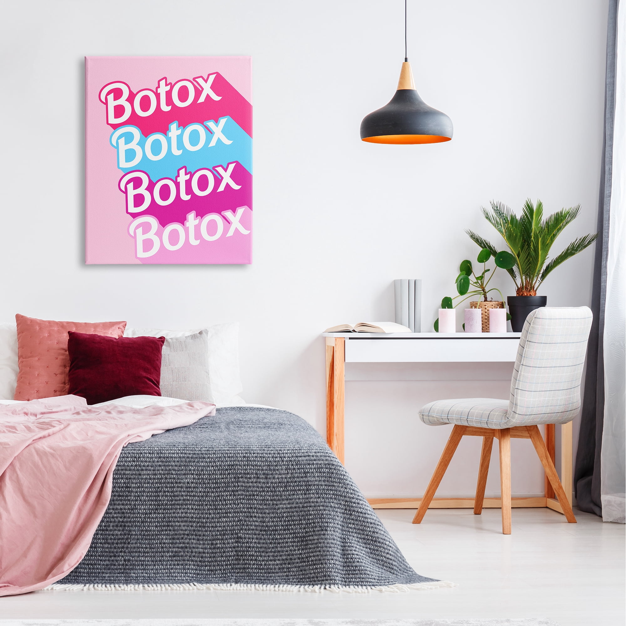 Stupell Industries Pink & Blue Botox Phrase Inspirational Painting Gallery Wrapped Canvas Print Wall Art, 30 x 40