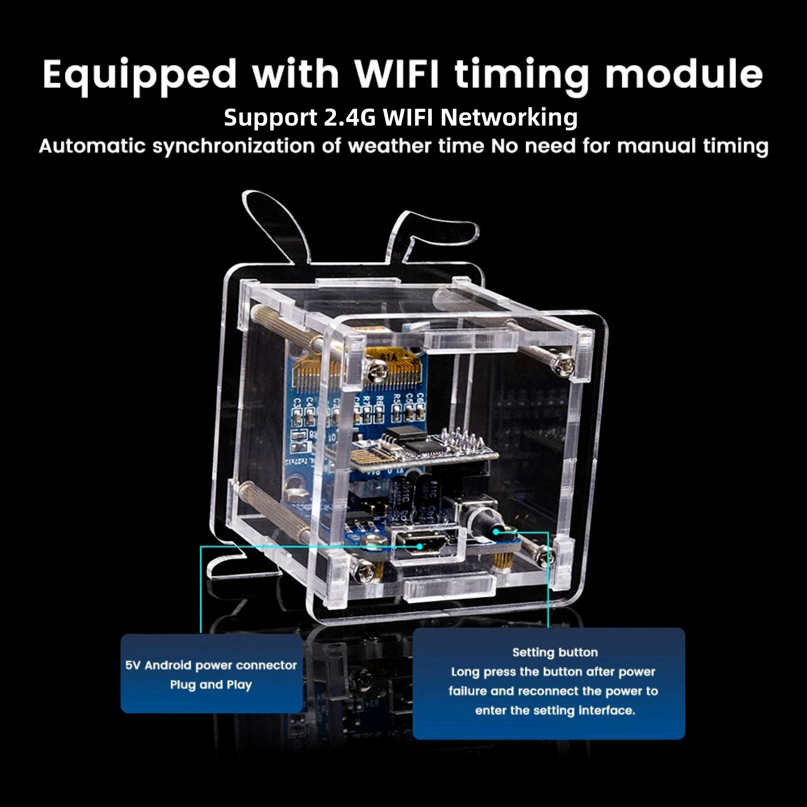 GUYUTING Smart Clock DIY Kit with WiFi ESP8266 Auto Time HD Display Temperature Humidity Weather Date Fun Electronics