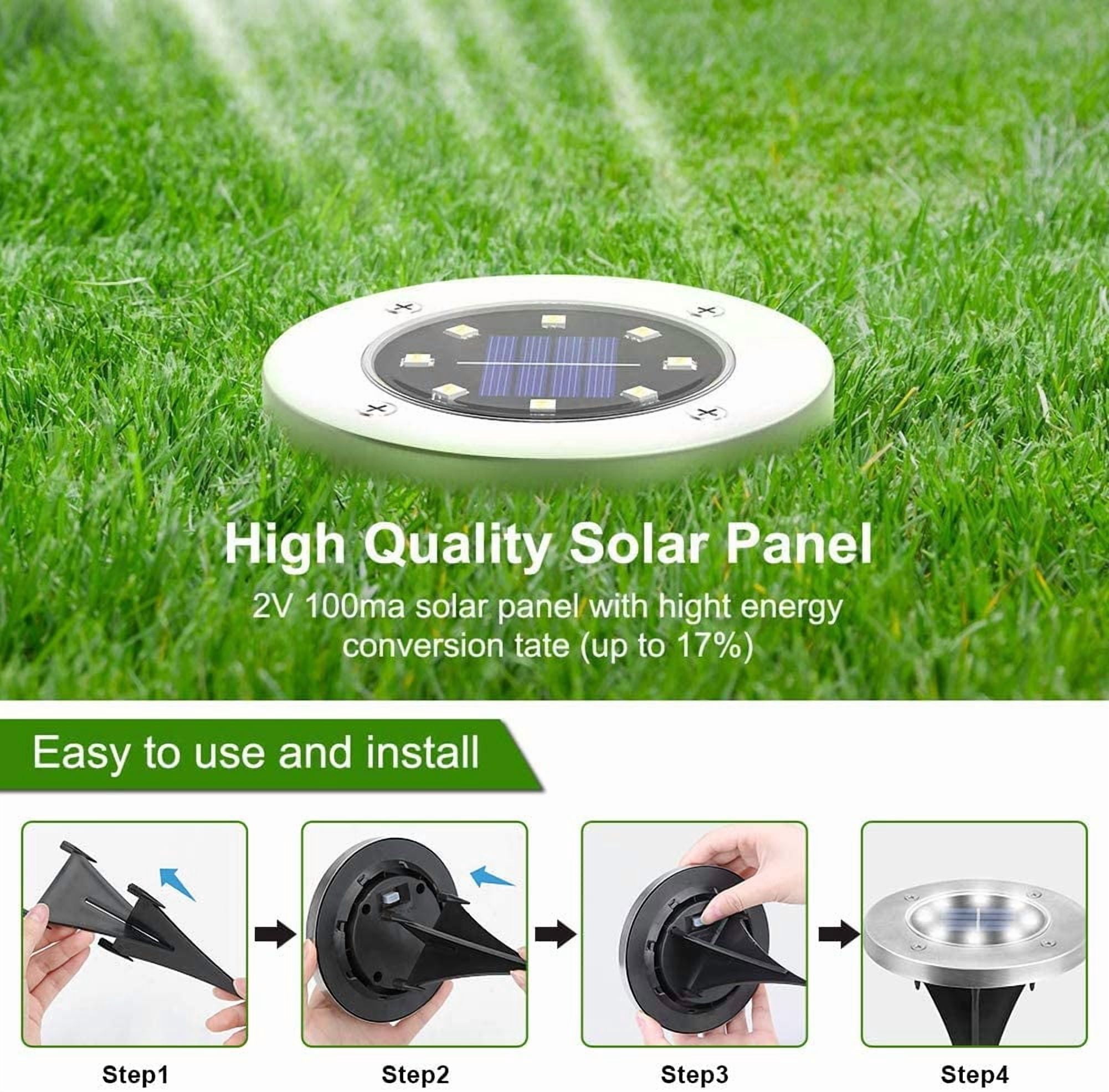 GRNSHTS Solar Ground Lights,8 LED Disk Lights Upgraded Outdoor Garden Lights Landscape Lights for Lawn Pathway Yard Deck Patio Walkway (1pc White)