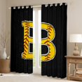 thumbnail image 2 of Feelyou Cartoon Baseball Print Curtains Pack of 2 (42x84 Each), Monogrammed B Curtains Blackout, Black Gold Stripes Abstract Bedroom Curtains, Window Curtains Home Decor, 2 of 6