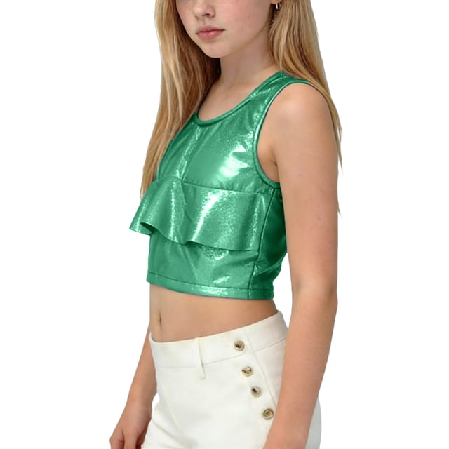 EGNMCR Round-Neck Tank Top Children's Spring And Summer Solid Color Festival Of Carnival Party Festival Performance Costumes Round Neck T-shirt Top For Kids Children polyester top