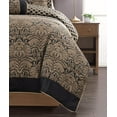 thumbnail image 6 of Chezmoi Collection Lisbon 7-Piece Black Gold Jacquard Floral Comforter Set, Queen Size, 6 of 9