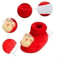 thumbnail image 3 of Dakaela Baby Booties Newborn Boys Girls Non Slip Fleece Boots Slipper Socks Infant First Walker Winter Crib Shoes Red Size 3.5, 3 of 5