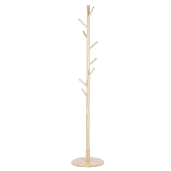 Herwey Assembled Wooden Coat Hat Stand Tree Jacket Cloth Vertical Hanger Rack 8 Hooks, Cloth Rack Stand, Cloth Rack