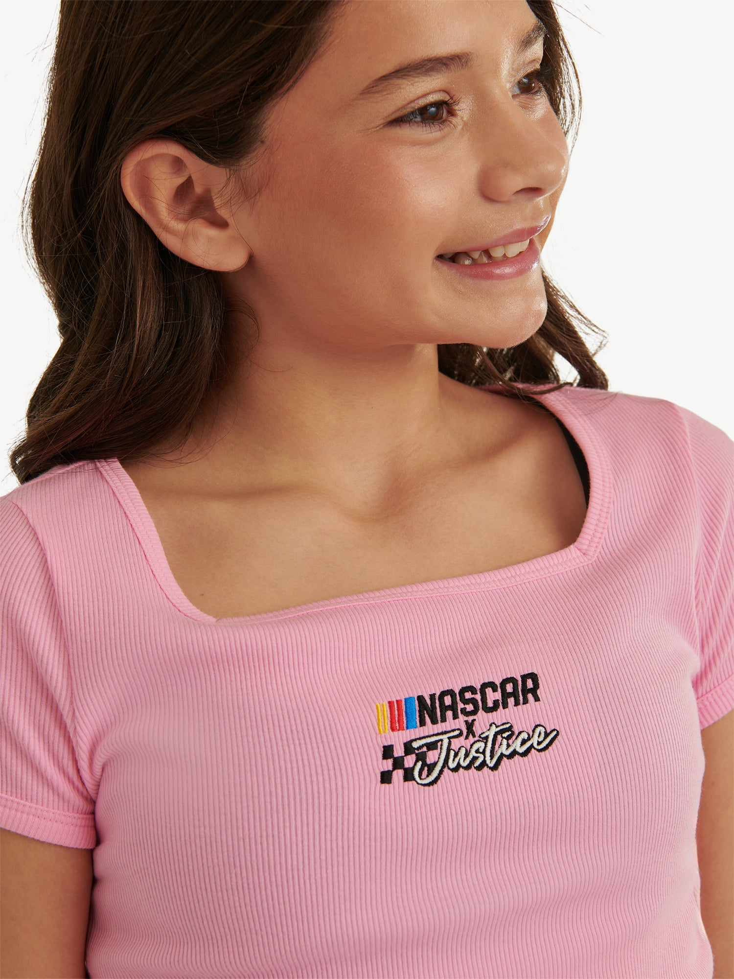 Justice Girl's NASCAR X Justice Collab Short Sleeve Tee, Sizes XS - XLP