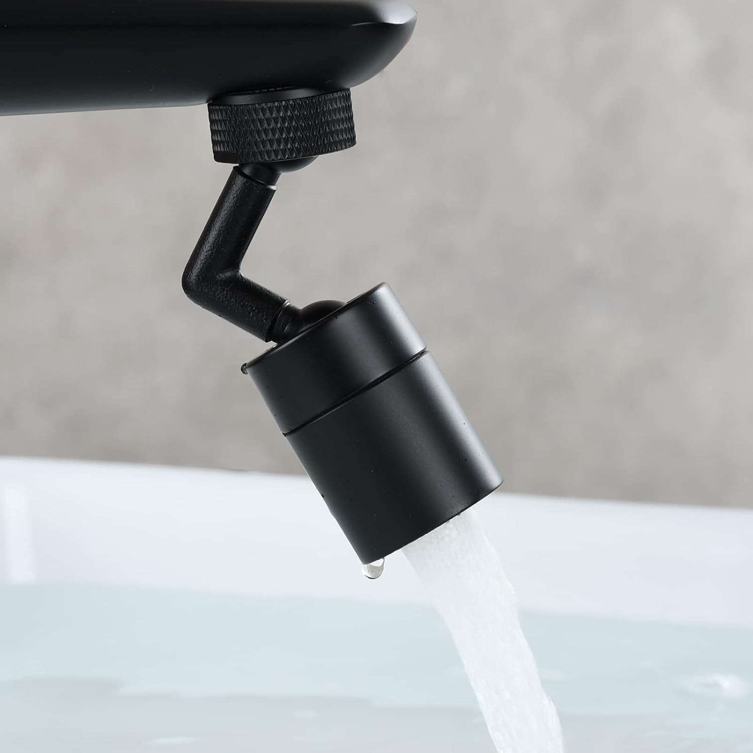 Rotating Faucet Aerator, Universal Brass Splash Filter Faucet Extender for Kitchen Bathroom Face Wash Gargle & Eyewash, Easy to Install Black