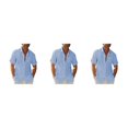 thumbnail image 1 of Camisa de hombre Sonducket Casual manga corta reemplazo botón abajo Color sólido moda citas Azul claro M Type1 NO1, 1 of 6